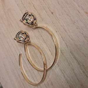 Leopard gold hoop earrings
